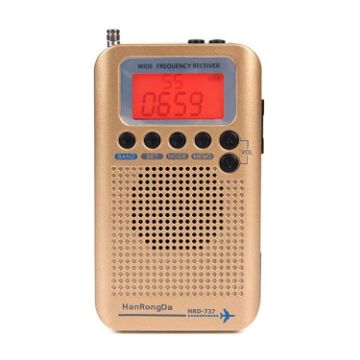 HRD-737 Gold Portable Aircraft Band Radio Wide Frequency Receiver - 1