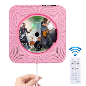 Portable Bluetooth Speaker CD Player with Remote (Pink) - 1