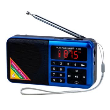 Y-509FM Bluetooth Card Radio Digital FM Player, No Solar Panel, Blue - 1