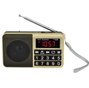 Y-928 Gold FM Radio with LED Display, MP3, TF Card & U Disk Support - 1