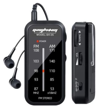 Mini SH-05 FM/AM Two-Band Radio with Back Clip (Black) - 1