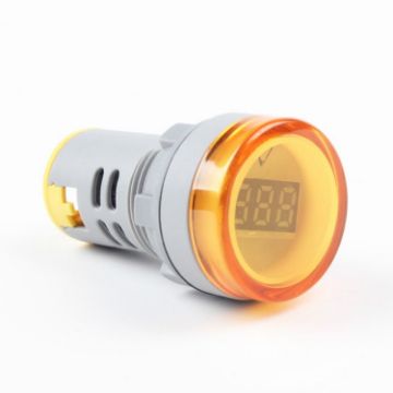 AD16-22DSV Mini Yellow 60-500V AC Voltmeter, 22mm Hole Display - 1