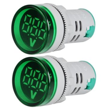 DC Voltage Signal Indicator 22mm Round 6-100V Voltmeter (2 PCS) - 1