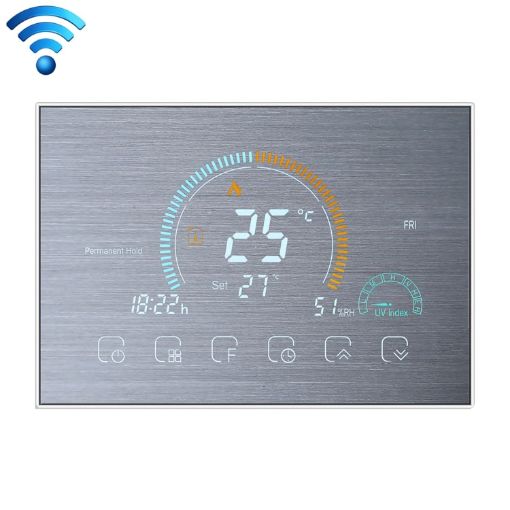 BHT-8000-GALW-SS Smart WiFi Round Thermostat, LCD Display, Stainless Steel - 1