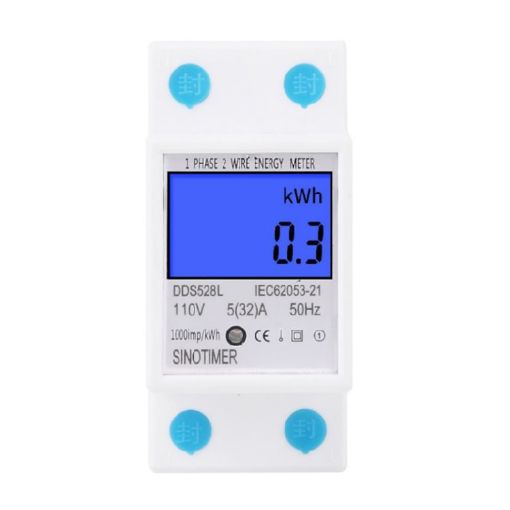 DDS528L Single-phase Rail Energy Meter 5-32A Backlight Display 110V - 1