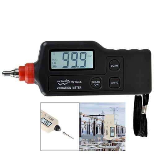 Wintact WT63A Digital Vibration Meter Vibrometer (Black Red) - 1