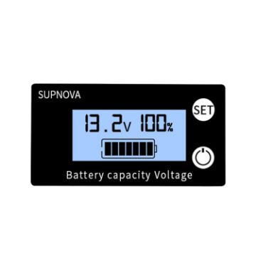 SUPNOVA Voltage Gauge: DC 8-100V Battery Indicator, Blue, Alarm, Temp. - 1