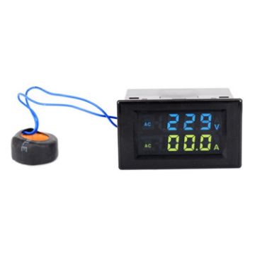 Digital AC Voltmeter Ammeter 100A LCD Panel Monitor 110V-380V (Black) - 1