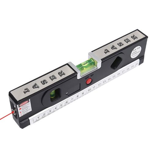 Laser Level Pro 4 with Tape Measure and LED Light, LV-04 (Black) - 1