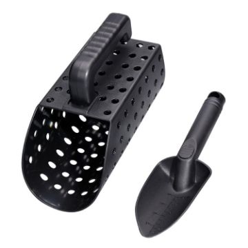 Metal Detector Shovel & Sand Scoop Set Digging Tool (Black) - 1