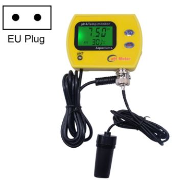 Durable PH Tester & Thermometer for Pool, EU Plug, Backlight Display - 1