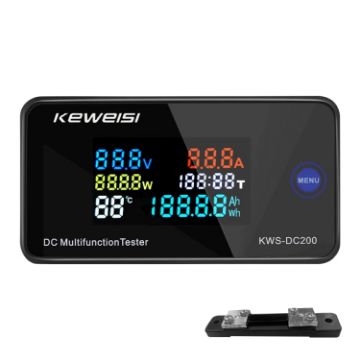 KWS-DC200-50A 8-120V DC Voltage Current Display with Shunt (Black) - 1