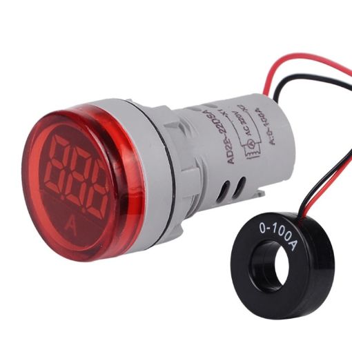 SINOTIMER ST16A 22mm LED 220V AC Ammeter 0-100A Red Indicator Light - 1