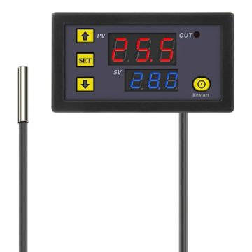 12V Microcomputer Digital Display Thermostat, Red & Blue Display - 1