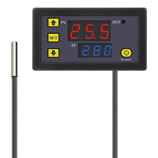 12V Microcomputer Digital Display Thermostat, Red & Blue Display - 1