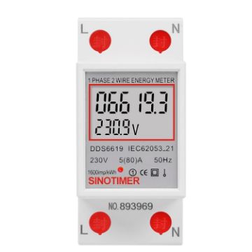SINOTIMER DDS6619 80A 230V Din Rail Energy Meter Without Backlight - 1
