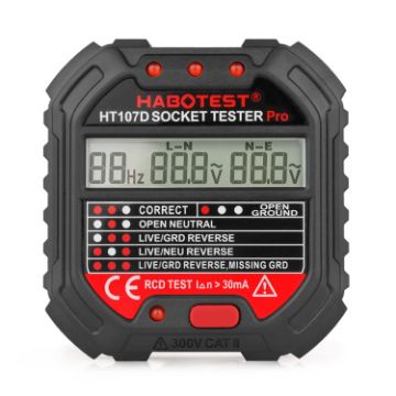 HABOTEST HT107D Digital Display Socket Tester (UK Plug) - 1