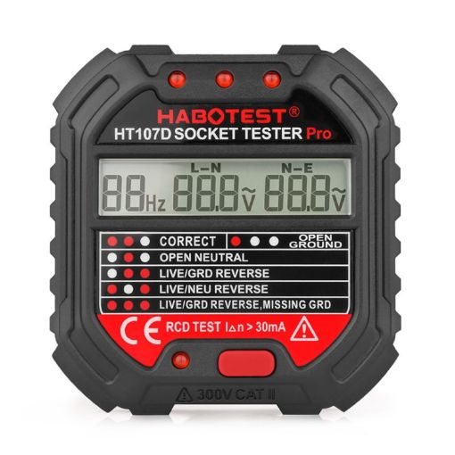 HABOTEST HT107D Digital Display Socket Tester (UK Plug) - 1