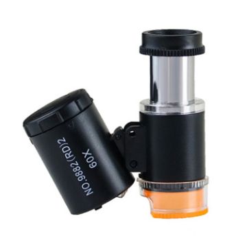 60X Mini HD Banknote Detection Microscope with LED Light, Black - 1