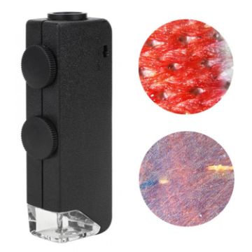 60-100X Pocket Microscope with LED Light and Adjustable Focus - 1