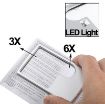 LED Illuminated 6X/3X Jewelry Magnifier Credit Card Design (Silver) - 2