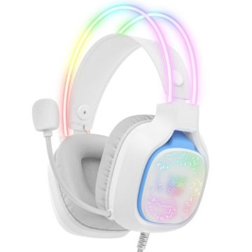 ONIKUMA X22 Wired Gaming Headset, USB + 3.5mm, Colorful Light, White - 1