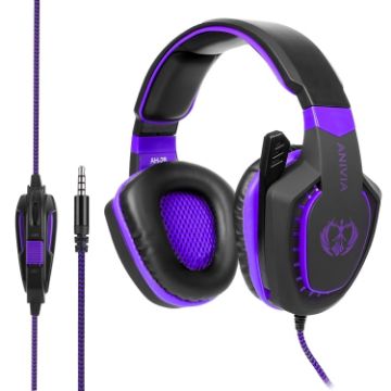 SADES AH-28 Noise-Reduction Gaming Headset, 2m Cable (Black Purple) - 1