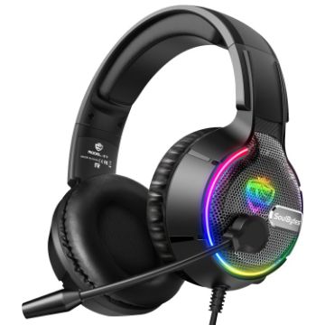 Soulbytes S19 RGB Gaming Headset with Mic, USB + 3.5mm, Black - 1