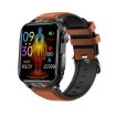 1.83" IPS TK11P Smart Watch, IP68 Waterproof, ECG, Leather Band - Brown - 1