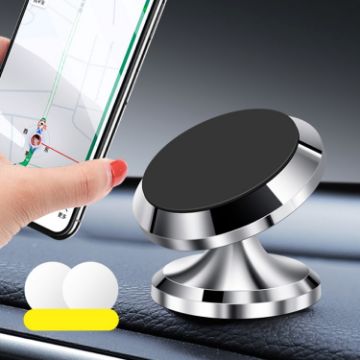 F19 360 Rotating Silver Car Magnetic Metal Phone Holder - 1
