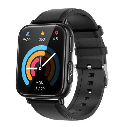 TK10 1.91" IP68 Waterproof Smart Watch with Leather Band (Black) - 1