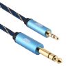 EMK 3.5mm to 6.35mm AUX Cable 5m Gold-Plated Nylon Braid Dark Blue - 2