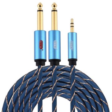 EMK 3.5mm to 2x6.35mm Gold AUX Cable, 5m, Dark Blue - 1