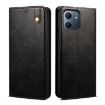 OPPO A5x 4G/5G Black Leather Phone Case - Oil Wax Crazy Horse Texture - 1