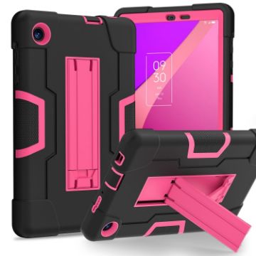 TCL Tab 8 LE/WiFi Hybrid Silicone Tablet Case Holder (Black Rose Red) - 1