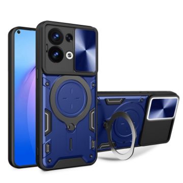 OPPO Reno8 5G Blue Camshield Magnetic Holder Phone Case - 1