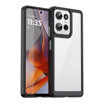 Motorola Moto G75 5G Colorful Acrylic Hybrid TPU Case (Black) - 1