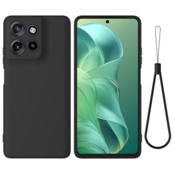 Moto G Power 2025 Black Liquid Silicone Dropproof Phone Case - 1