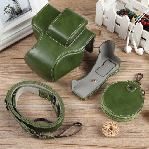 Canon EOS R50 Green Leather Camera Case with Strap, Deluxe Edition - 1