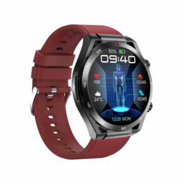 ET450 Smart Watch, 1.39" IP67 Waterproof, ECG/Glucose, Red Band - 1