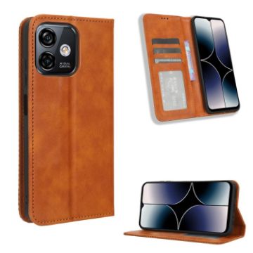 Ulefone Note 16 Pro Retro Brown Leather Phone Case with Magnet - 1