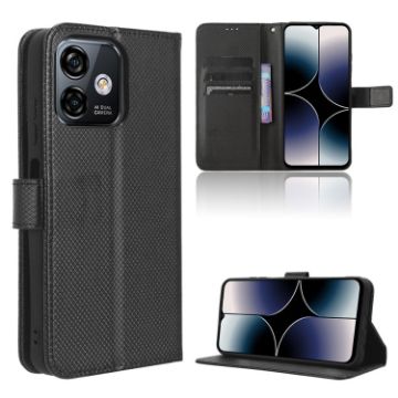 Ulefone Note 16 Pro Black Leather Phone Case with Diamond Texture - 1