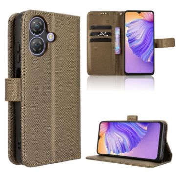 Ulefone Note 21 Brown Leather Phone Case with Diamond Texture - 1