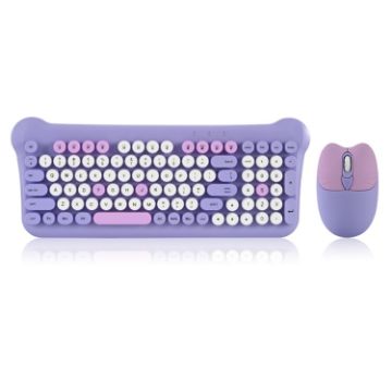 QW05 Mixed Color 2.4G Wireless Keyboard Mouse Set - Purple - 1