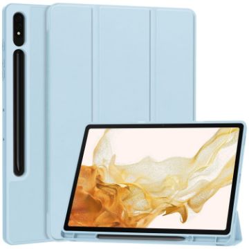 Samsung Galaxy Tab S9+ Light Blue TPU Leather Case with Pen Slot - 1