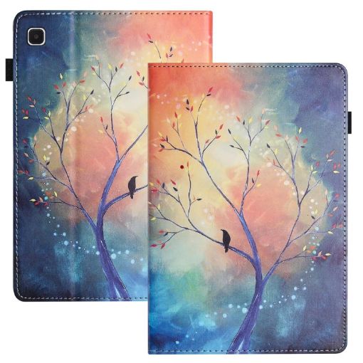 Samsung Galaxy Tab A7 Lite Smart Leather Case - Oil Painting Tree - 1