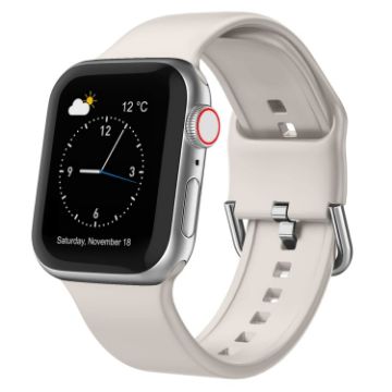 Apple Watch Series 6 44mm Starlight Silicone Pin Buckle Band - 1