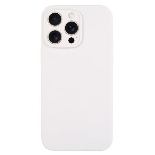 iPhone 16 Pro White Silicone Phone Case - Pure Color Fine Pore - 1