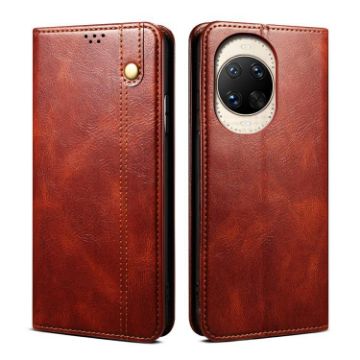 Huawei nova 14 Ultra Brown Leather Phone Case - Oil Wax Texture - 1