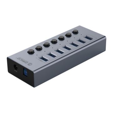 ORICO BT2U3-7AB-GY-BP 7 Port USB 3.0 HUB with Switches (EU Plug) - 1